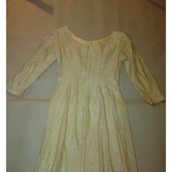 Vintage Dress 1950s Handmaid Gold Lurex Shimmer Party  Small Medium - Picture 10 of 16